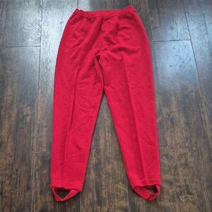 80s OUTLANDER stirrup Pants Large Vintage red High Waist Pull On Knit Trousers